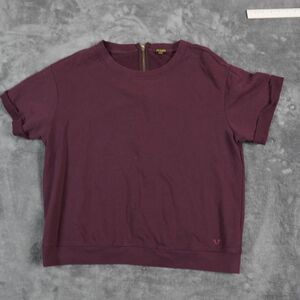 True Religion Sweater Womens Large Maroon Red top Rear‎ Zip Cuffed sleeves